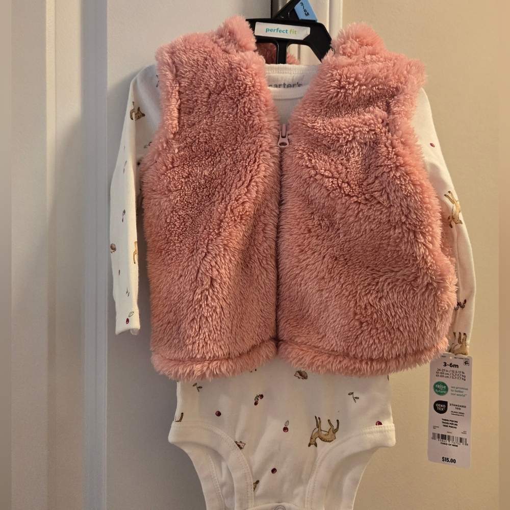 Carter's Pink Fleece Vest Outfit